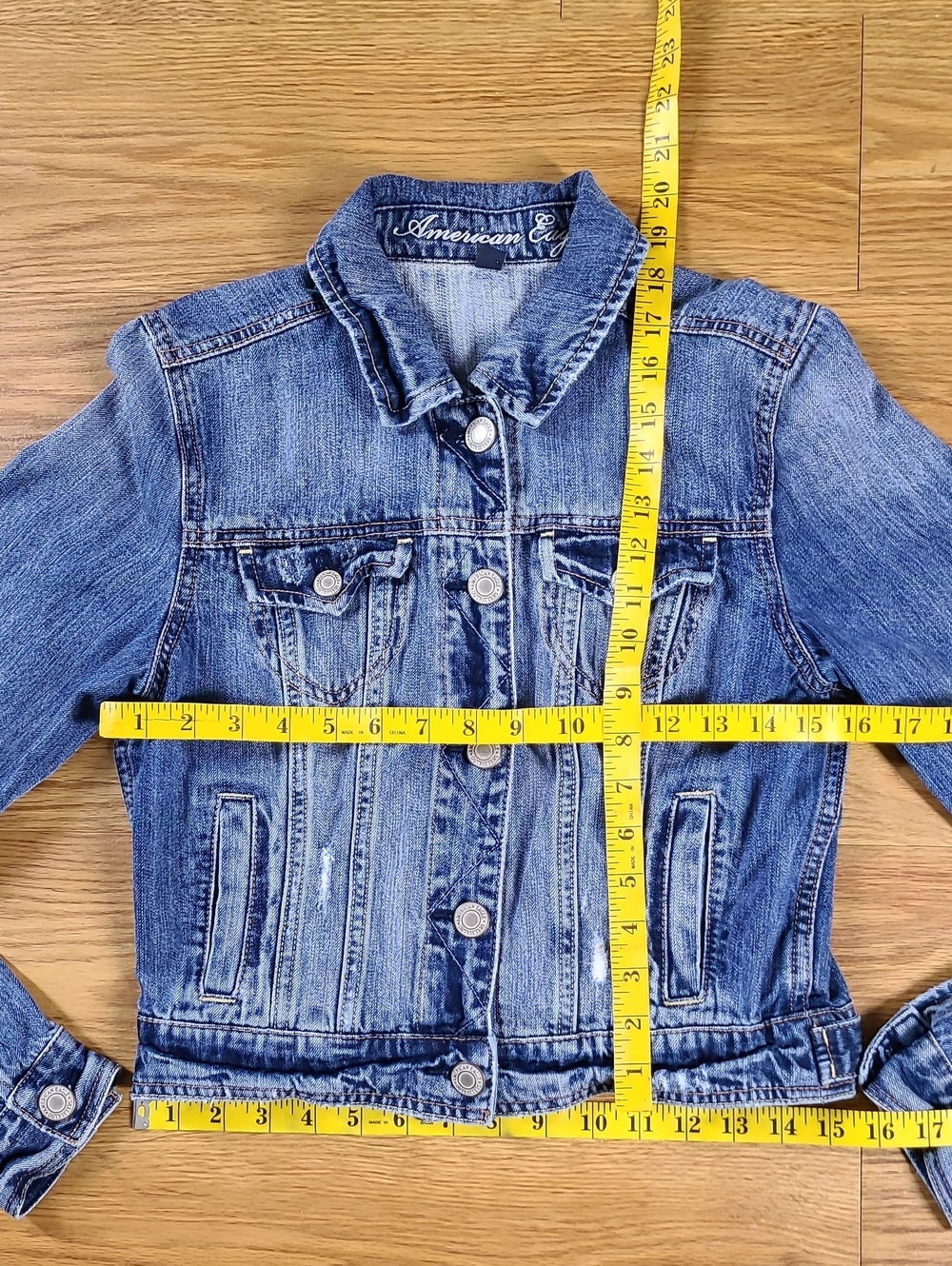 VINTAGE AMERICAN EAGLE GIRLS TRUCKER V DENIM BUTTON JACKET